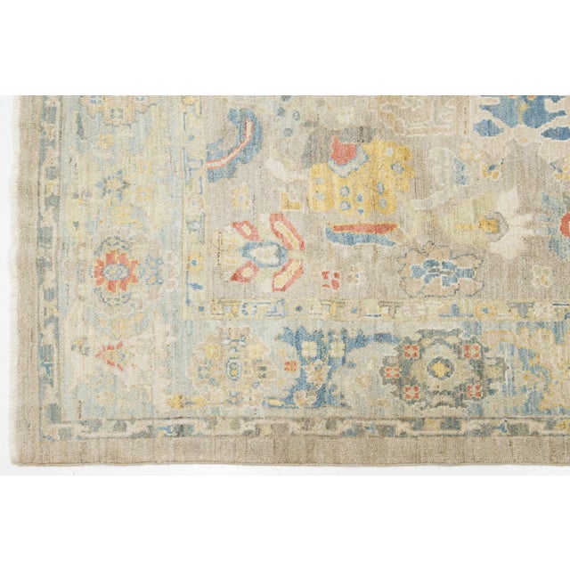 Textile Apadana's Modern Beige Sultanabad Wool Rug With Allover Design For Sale - Image 7 of 10