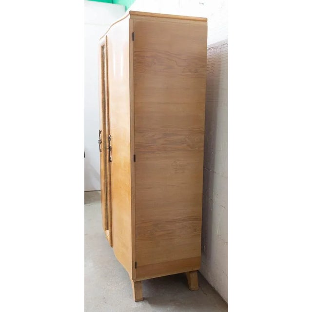 Wood Elm Armoire with Full Length Mirror, France, 1940s For Sale - Image 7 of 13