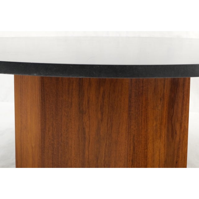 Wood Octagonal Oil Walnut Base Round Slate Top Mid-Century Modern Coffee Table For Sale - Image 7 of 10