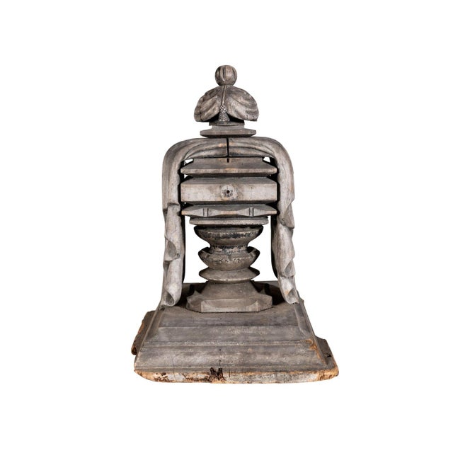 Wooden hand carved hearse finial. Draped urn with rectangular base.