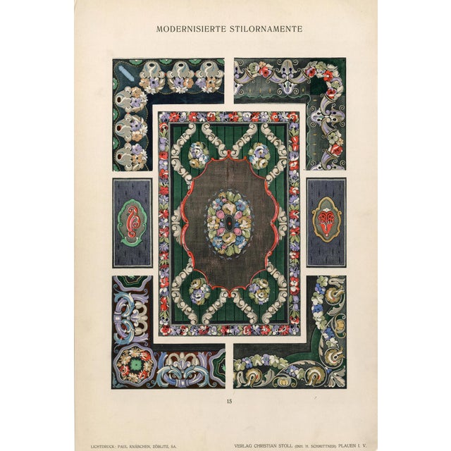 Art Deco Decorative Arts • Germany • 1914 Set of Five Oskar Haebler Pochoir Design Plates Ex–marshall Field & Co. For Sale - Image 3 of 7