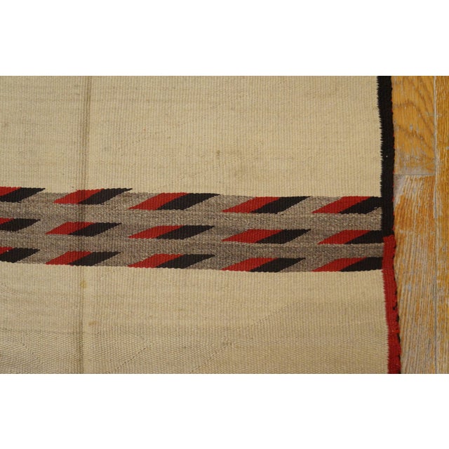 1920s Ivory Minimalist Tribal American Navajo Saddle Rug 2'8" X 4'4" Flatweave Wool Carpet For Sale - Image 4 of 6