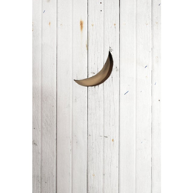 Wood Antique Outhouse Door With a Crescent Moon For Sale - Image 7 of 10
