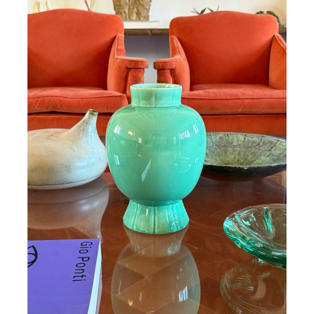 Paul Millet, Art Deco Green Ceramic Vase, Sevres France 1930s For Sale - Image 11 of 13