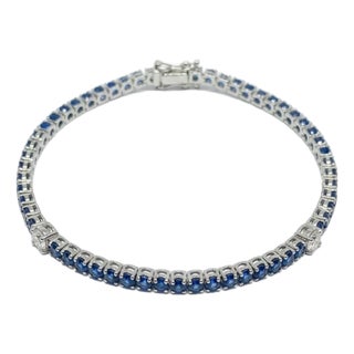 Natural 18k Gold Blue Sapphire 2.74ct & Diamond 0.45ct Bracelet For Sale