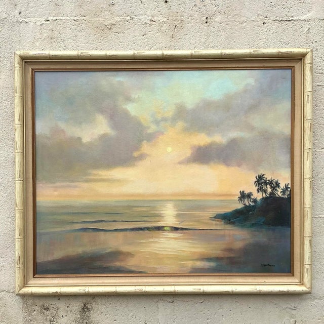 Mid 20th Century Vintage Boho Original Landscape Oil Painting on Canvas For Sale - Image 5 of 7