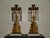 Pair Antique Victorian Girandoles Brass Marble Crystal Candelabra Candle Holders For Sale - Image 9 of 15