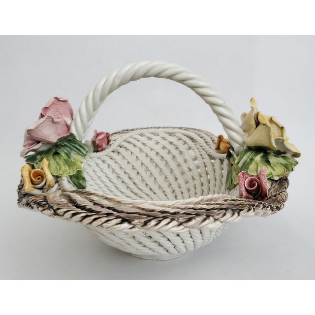 Bowl Centerpiece Spaghetti Porcelain & Roses Italy 1960s For Sale In Miami - Image 6 of 13