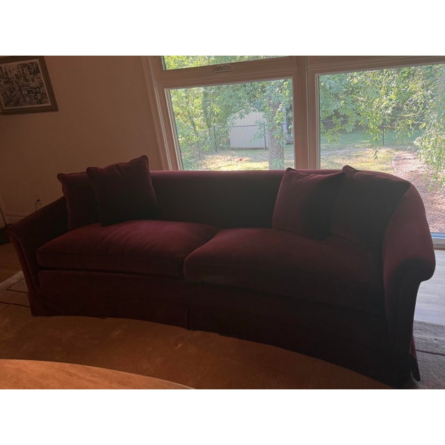 Textile Mid Century Rolled-Arm Curved Sofa For Sale - Image 7 of 10