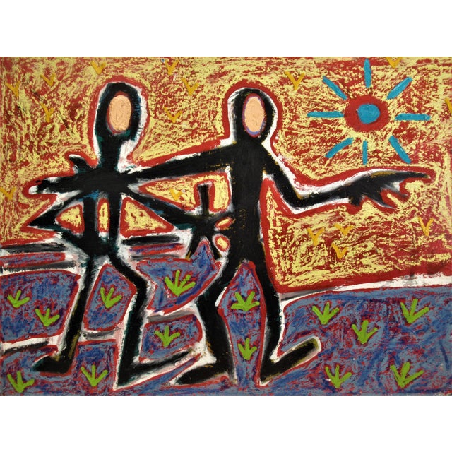 Artist: Enrique Kico Govantes (Cuban, born 1957) Title: Untitled, Two Personages Year: 1989 Medium: Oil on hardboard panel...