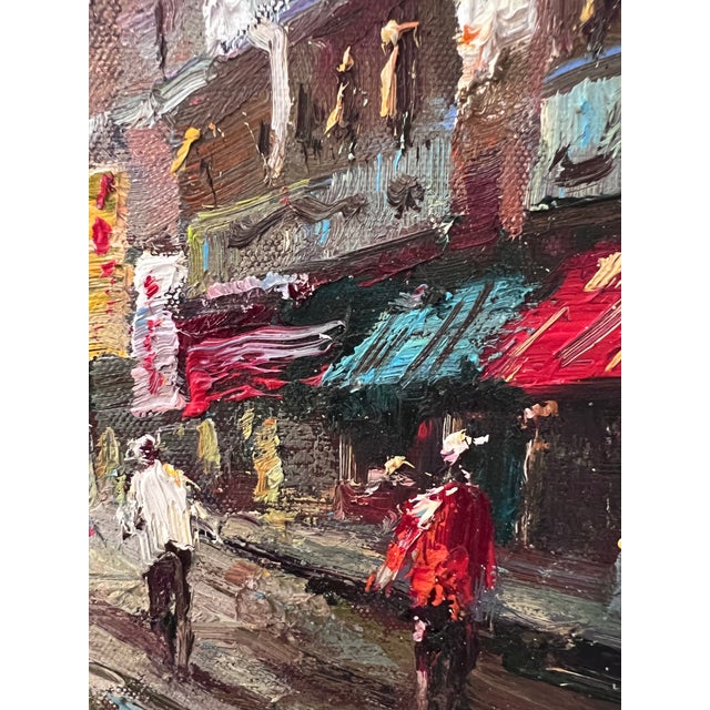 Signed Small European Street Scene Oil Painting Impasto City Artwork, Framed For Sale - Image 9 of 11