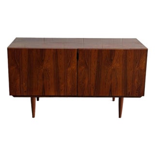 Rosewood Sideboard Credenza Low Storage Unit With Tapered Legs Denmark 1960s For Sale