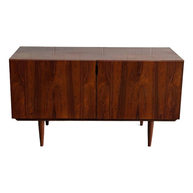 Rosewood Sideboard Credenza Low Storage Unit With Tapered Legs Denmark 1960s For Sale