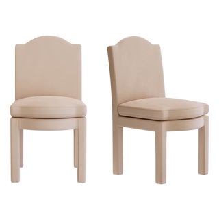 Rose Linen Leo Dining Chairs by Ceraudo, Set of 2 For Sale