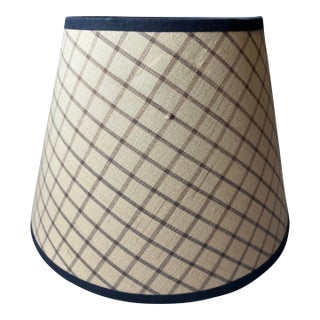 Vintage Windowpane Fabric Lampshade For Sale