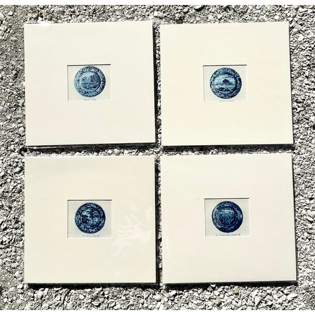 Vintage Boho 19th Century Transfers China Prints - Set of 4 For Sale - Image 10 of 12