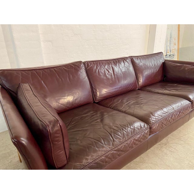 Brown Mid-Century Modern Swedish Burgundy Leather Sofa from Arne Norell, 1960s For Sale - Image 8 of 18