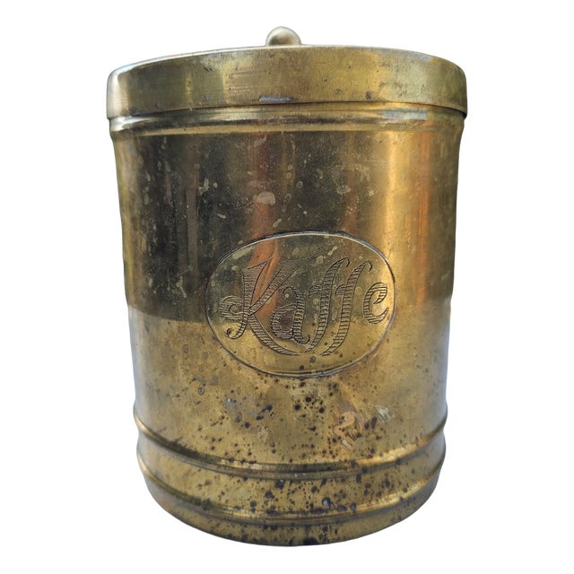 Art Deco Brass Coffee Canister, 1920s For Sale