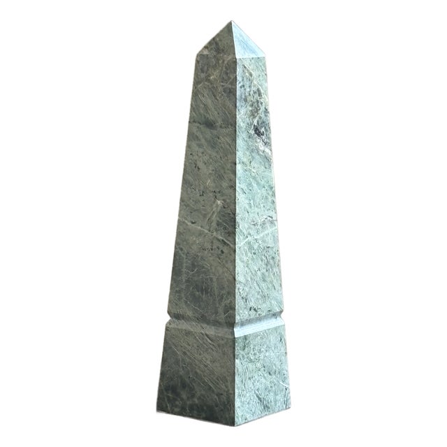 12" Neoclassical Style Green Marble Obelisk For Sale