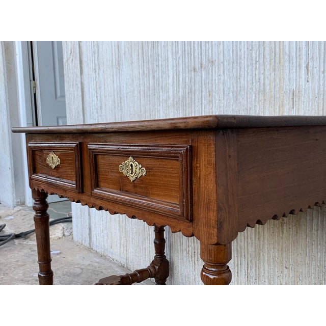 Brown Early 20th Spanish Mobila Country Farm Desk with, Side Table or Butcher Block For Sale - Image 8 of 18