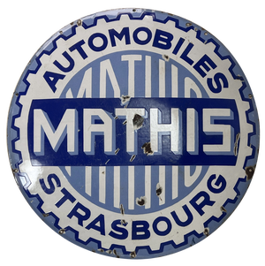 Automobiles Mathis Sign in Enamel, France, 1930s