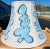Large Blue Dancing Amoeba Hand Painted Lamp Shade For Sale - Image 9 of 11