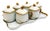 Vintage White Porcelain Gilded Pots De Crème Set With Matching Scalloped Tray For Sale