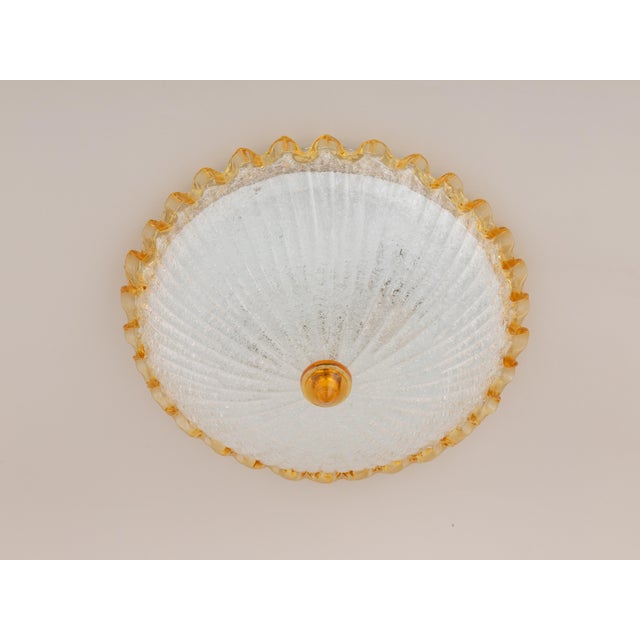 Glass 1980s Id Century Murano Barovier & Toso Flush Mount For Sale - Image 7 of 8
