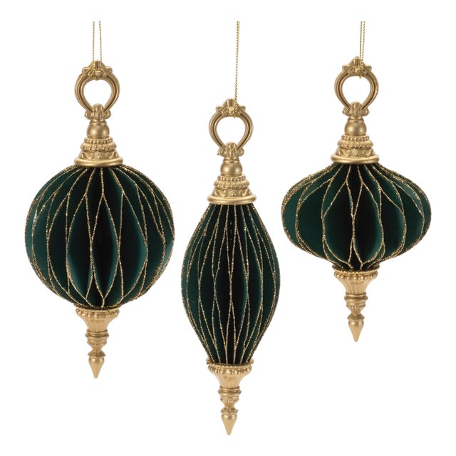 Glittered Folded Paper Ornaments (Set of 6) For Sale