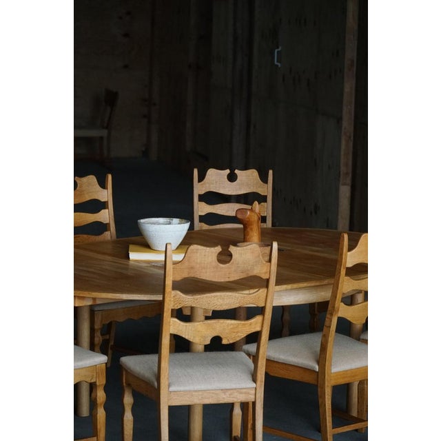 Wood Mid-Century Danish Chairs in Oak & Hessian from Henning Kjærnulf, 1960s, Set of 8 For Sale - Image 7 of 17