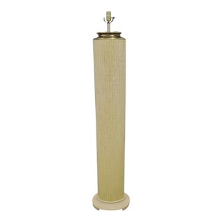 Vintage Tesselated Tile Mid Century Modern Brass Cap Floor Lamp in the Manner of Karl Springer by Fine Arts Lamps For Sale