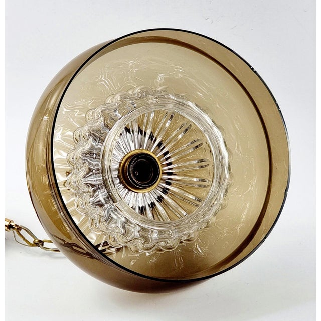 Brown 1960s Large Mid-Century Modern Scandinavian Glass Pendant/Ceiling Light by C.Fagerlund for Orrefors For Sale - Image 8 of 9