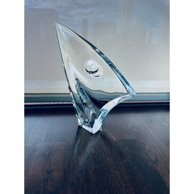 Rare Vintage Baccarat Crystal Voile Sail Sculpture by Robert Rigot, Signed, French Mid-Century Art Crystal For Sale In Chicago - Image 6 of 10