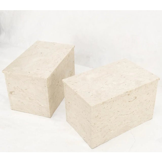 Pair of Rectangle Marble End Side Tables Nightstands Pedestals Mid Century For Sale - Image 10 of 13