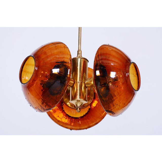 1960s Mid-Century Czech Brass and Glass Chandelier attributed to Kamenický Šenov, 1960s For Sale - Image 5 of 12