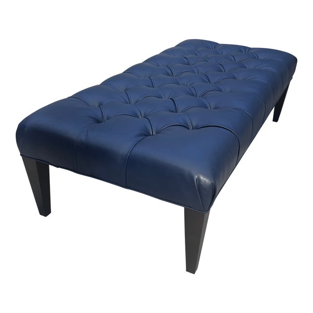 Lee Industries Blue Tufted Bench For Sale