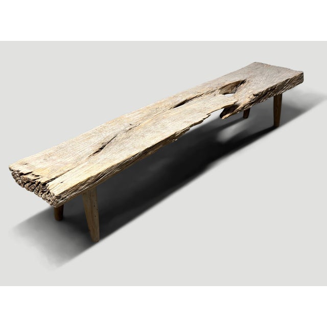 Rustic Andrianna Shamaris Sculptural Antique Bench For Sale - Image 3 of 18