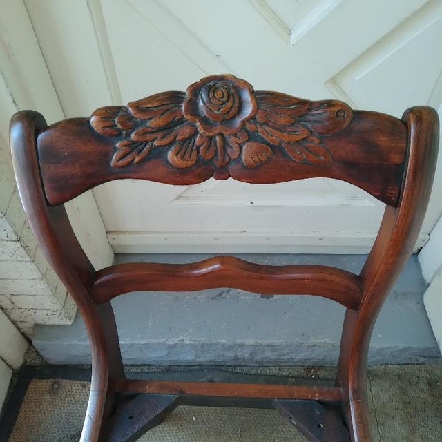 Vintage Duncan Phyfe Stlye Chair Solid Wood Frame With Rose Carving For Sale In Buffalo - Image 6 of 10