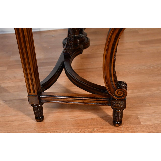 1900s Antique French Louis XVI Walnut & Satinwood Inlay Console Table For Sale - Image 10 of 18