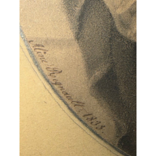 Stunning 1833 Drawing of Mother & Children Signed "Aline Regnault" in Antique Gilt Frame For Sale In Boston - Image 6 of 12