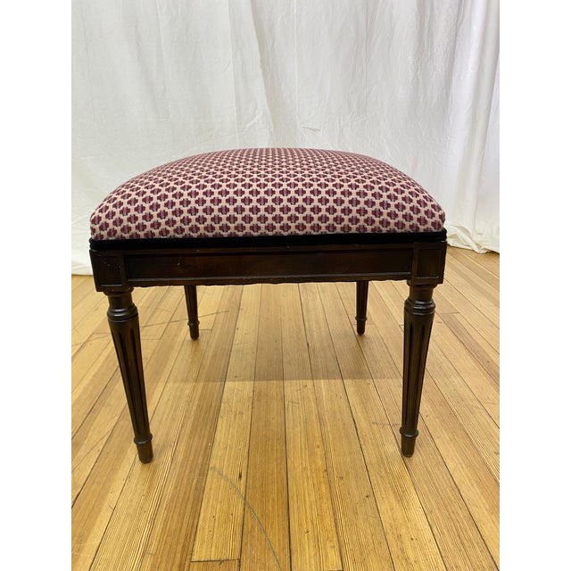 Vintage Vanity Bench Newly Upholstered For Sale - Image 4 of 5