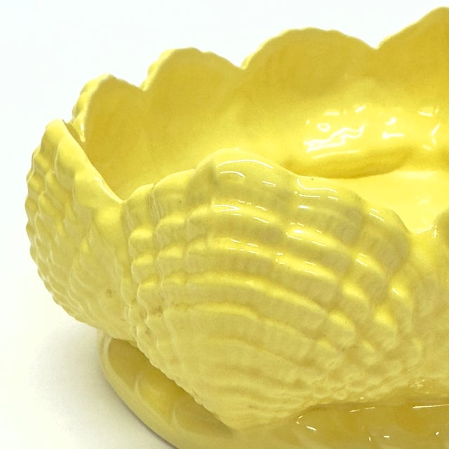 Vintage Lemon Yellow Ceramic Seashell Bowl For Sale - Image 9 of 12