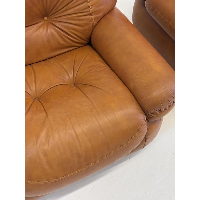 Cognac Brown Leather Sapporo Armchair by Mario Marenco for Mobil Girgi, 1970s For Sale - Image 10 of 12