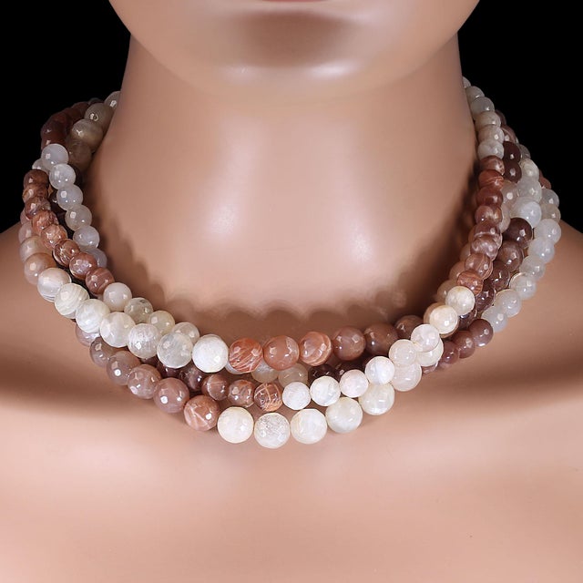 2020s Ajd 18 Inch Four Strand Necklace of Multi Color Faceted Moonstone For Sale - Image 5 of 5