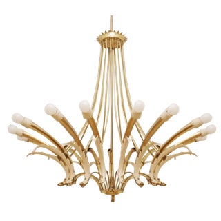 Italian Brass Chandelier with 16 Lights, 1950s For Sale