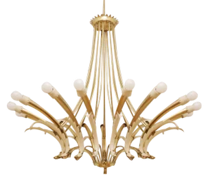 Italian Brass Chandelier with 16 Lights, 1950s