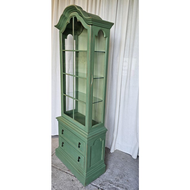 1950s Green MCM Curio Cabinet, Display Cabinet Boho Style, 1950's #2 For Sale - Image 5 of 16