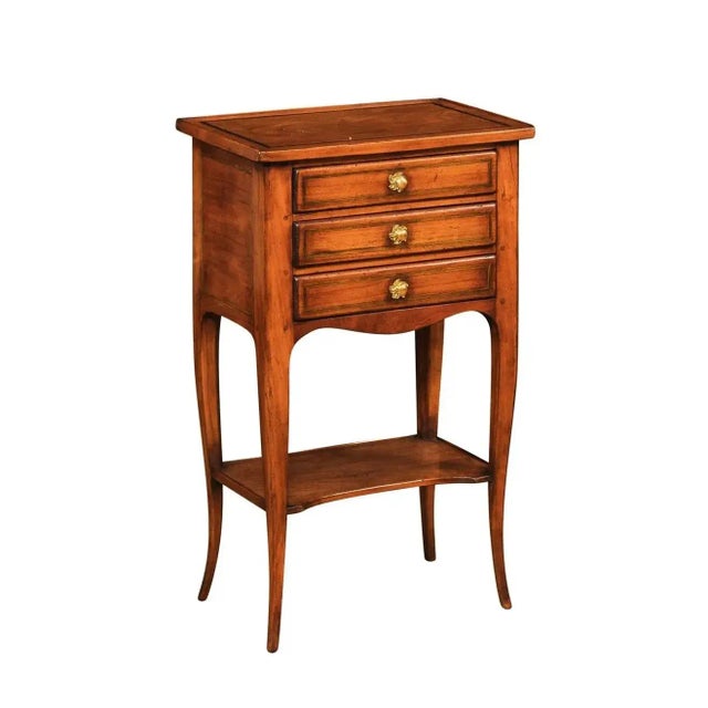 French Louis XV Style Table Chiffonnière with Three Small Drawers and Low Shelf For Sale - Image 12 of 13