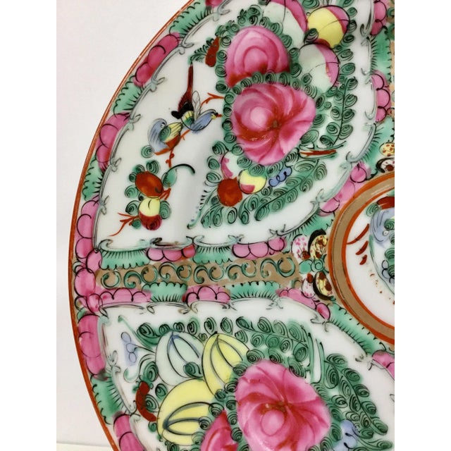 Shabby Chic 1940s Asian Hand Painted Decorative Plate For Sale - Image 3 of 10