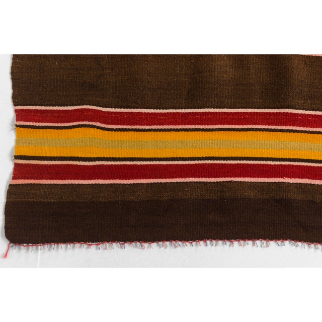Orange Mid 20th Century Handwoven Striped Boho Area Rug For Sale - Image 8 of 10